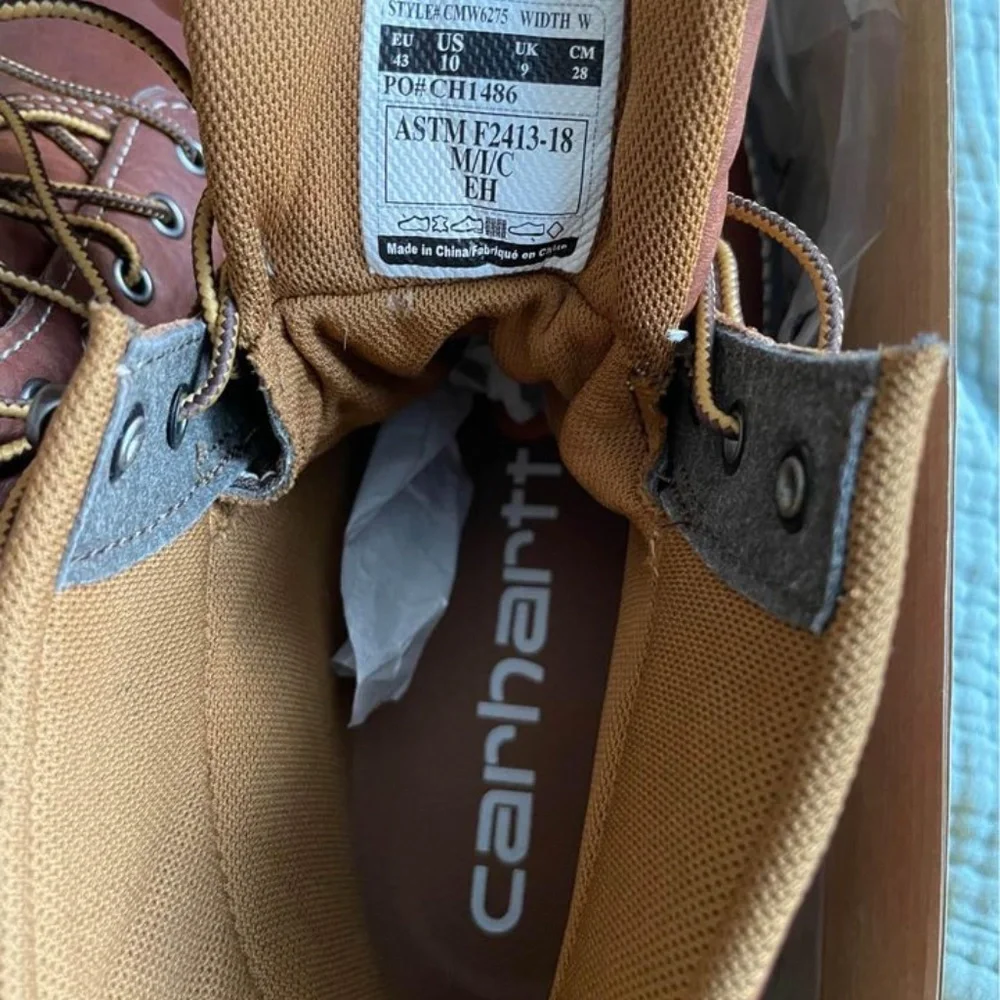 10W Carhartt Men's 6 Inch Waterproof Wedge Steel Toe Work Boot, Tan, 10 Wide - Picture 4 of 8